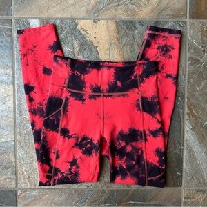 Lululemon Invigorate High-Rise Tight 25" Tie Dye Carnation Red Black Size 4